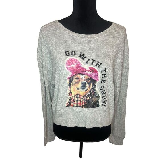 OFFLINE by Aerie Sweaters - OFFLINE by Aerie Women's M Gray Dog Waffle Knit‎ Pullover Sweater Winter Size S